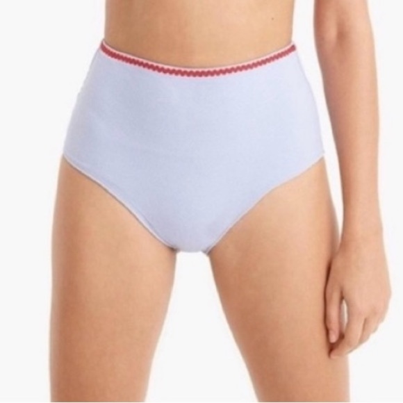 J. Crew Other - J.Crew periwinkle highrise full coverage swim bottom Rick Rack Trim red trim XXS